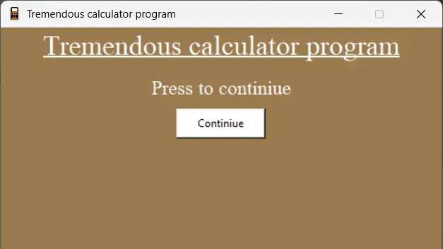 Screenshot from calculator program