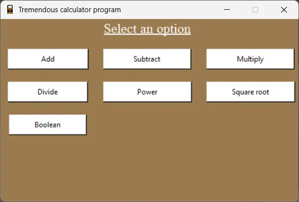 Calculator main page